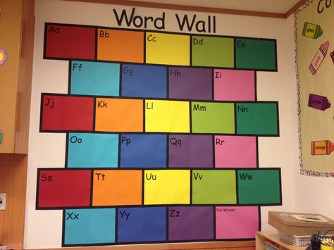 Word wall Bulletin Boards For English Language Learners, Vocabulary Wall Ideas, Sight Words Wall Display, Word Wall Bulletin Board Ideas, Pre K Word Wall, Word Wall Preschool, Spelling Display, Preschool Word Wall, Word Wall Ideas