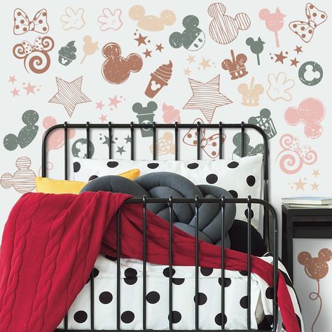 PRICES MAY VARY. Nursery Decorations: Our neutral wall decals are designed with various vivid patterns like cartoon mouse, red and pink polka dots bow, stars, ice cream, coffee drinks, candy, lollipop, balloon and gloves. These lovely mouse wall decals and stickers are suitable for kids bedroom, nursery, preschool, daycare, playroom, classroom, living room, kindergarten and school. Perfectly DIY a magic space for baby, infant, toddlers, kids, children, teens, teenagers, girls and boys Package In Mickey Mouse Bedroom, Room Mates, Girls Bedroom Art, Mouse Wall, Mouse Icon, Disney Rooms, Room Visualizer, Wallpaper Furniture