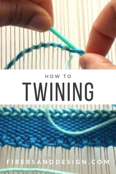 Twining is a weaving techniques used to create shapes, secure yarn ends and build texture. Twining Weaving Tutorials, Twining Stitch Weaving, Loom Weaving For Beginners, Easy Weaving Projects, Weaving Projects Ideas, Twining Weaving, Tapestry Loom Weaving, Pin Weaving, Basket Weaving Diy