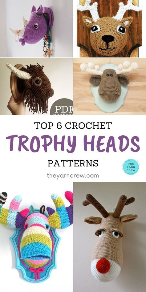 Crochet Taxidermy Pattern, Crochet Trophy Head Pattern, Crochet Taxidermy Pattern Free, Crochet Animal Heads Free Pattern, Crochet Trophy Head, Crochet Trophy, Crochet Animal Heads, Crochet Animal Head, Crochet Artwork