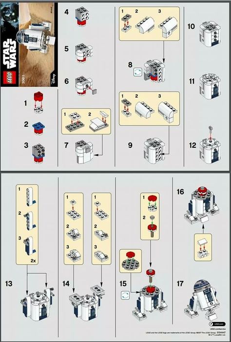 Lego R2D2 instructions R2d2 Lego, Lego R2d2, Lego Titanfall, Lego Creations Instructions, Lego Wall E, Lego Room Ideas, Lego Plans, Lego Basic, Lego Printables