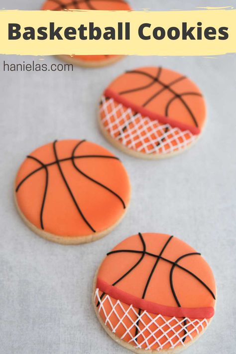 Basketball Birthday Cookies Decorated, Basketball Theme Cookies Decorated, Basketball Cookies Ideas, Sport Cookies Decorated, Basketball Decorated Sugar Cookies, March Madness Cookies Decorated, Basketball Themed Cookies, Basketball Royal Icing Cookies, Basketball Birthday Cookies