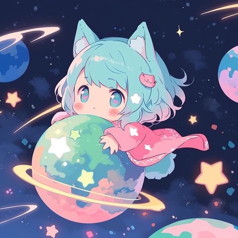 Space Pfp Aesthetic, Galaxy Pfp, Kawaii Galaxy, Ganesh Rangoli, Drawing Chibi, Creepy Cute Fashion, Pastel Galaxy, Human Character, Christmas Pfp