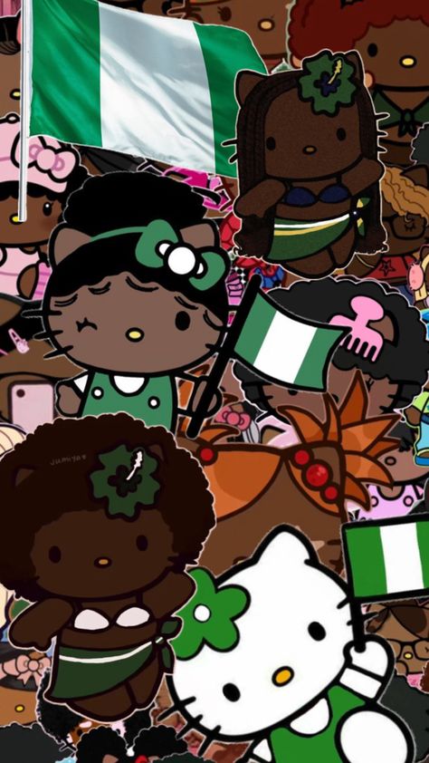 Hello kitty Nigerian Hello Kitty Pfp, Hello Kitty Nigerian Flag, Nigeria Hello Kitty, Nigeria Flag Aesthetic, Nigerian Hello Kitty, Nigerian Flag Aesthetic, Nigerian Wallpaper, Vibing Wallpapers, Hello Kitty Swag