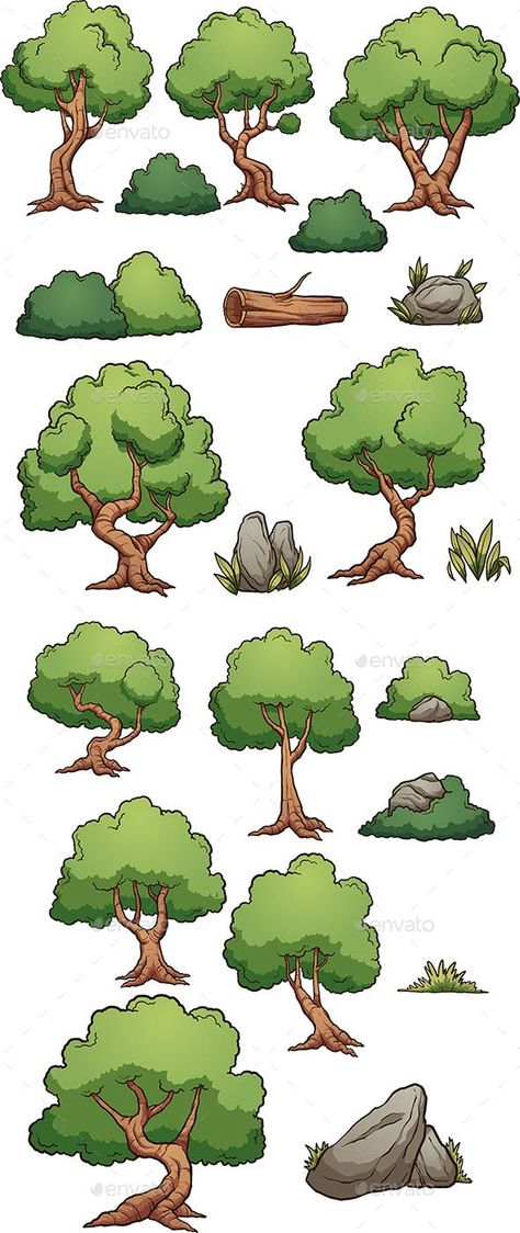 Simple Bush Drawing, Cartoon Forest Background Illustrations, Simple Forest Background Drawing, Plant A Tree Illustration, Cartoon Forest Drawing, Simple Tree Sketch, Jungle Tree Drawing, Simple Forest Drawing, Tree Simple Drawing