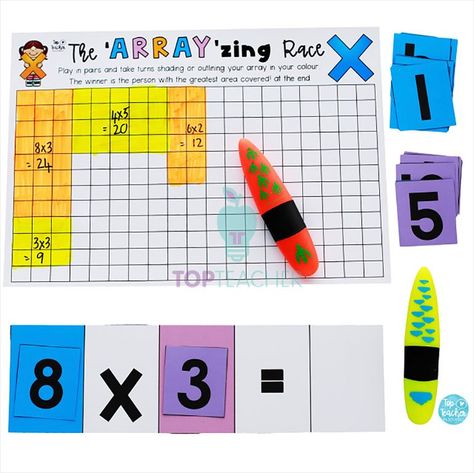 Arrays Activities, Multiplication Activities, Math Activities Elementary, Teaching Multiplication, Math Operations, 2nd Grade Math Worksheets, Homeschool Elementary, Math Multiplication, Math Intervention