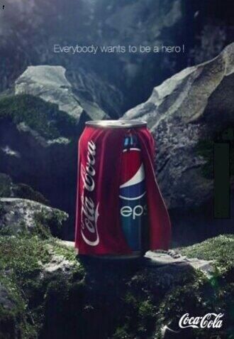 Everybody wants to be a hero - Coca Cola Pepsi Ad, Guerrilla Marketing, Clever Advertising, 광고 디자인, Ad Of The World, Publicidad Creativa, Great Ads, Street Marketing, Plakat Design