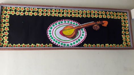 Vasant Panchami Decoration In School, Elementary School Bulletin Boards, January Month, Vasant Panchami, Daycare Teacher Gifts, Basant Panchami, School Decoration, School Board Decoration, Daycare Teacher