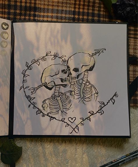 Heart Touching Drawings, Love As A Drawing, Love At First Sight Art, Emo Love Drawings, Skulls Kissing Drawing, Graffiti Love Art, Things To Draw For Your Bf, Drawing Sketches Love, Things To Draw On Ur Arm