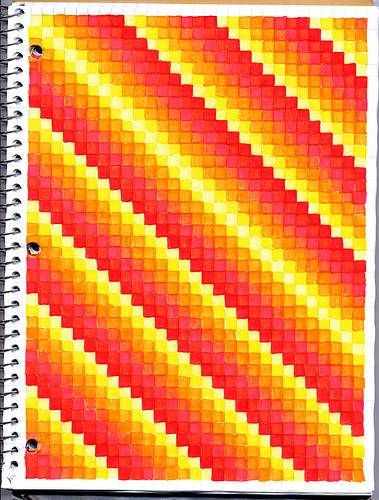 Students use graph paper to create art. This is a great project for students who finish art assignments early or for those days you have a sub. Graph Paper Coloring, Graph Paper Art Easy Step By Step, Lined Paper Art, Pixel Art On Paper, Graph Paper Drawings Step By Step, Colorful Doodle Art, Grid Paper Drawings, Graph Paper Art Design, Graph Paper Art Pattern