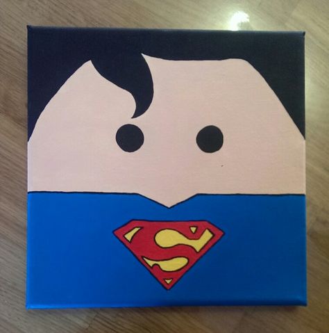 Superman painting Superman Painting Easy, Superman Crafts, Superman Painting, Funny Superman, Superhero Canvas, Superman Gifts, Small Canvas Paintings, Easy Canvas, Easy Canvas Art