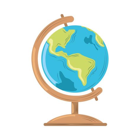 Geography Icon, Globe Drawing, Globe Illustration, Globe Clipart, Globe Map, App Design Layout, Social Studies Teacher, Flat Design, Children Illustration