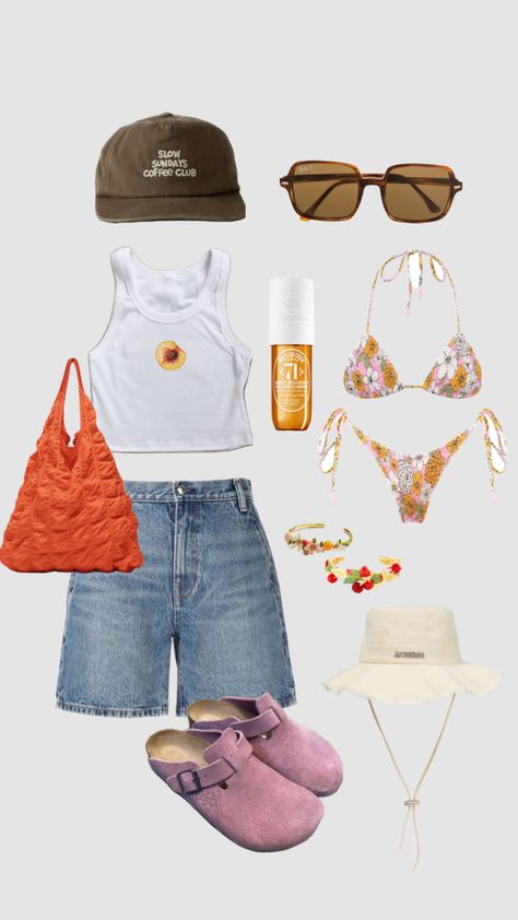 Funky beach day #beachday #funky #stussy #peach #bikiniseason #soldejaneiro Beach Day