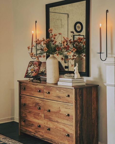 First impressions matter. Design a beautiful entryway to welcome spring and your guests. 🌷 Click to shop the River Ranch® dresser or see link in bio. Photo Credit: @athomewith_grace #entryway #entrywayideas #entrywaydecor #entrywaytable #entrywaybench #entrywaydesign #dresser #dressers #dresseragam #dresserdecor #dressermakeover #storage #storagesolutions #bedroom #bedroomideas #bedroominspo #bedroomdecor #bedroomdesign Entryway Ideas With Dresser, Dresser Decor Under Window, Vintage Dresser Entryway, Entryway Dresser Ideas, Dresser Entry Table, Hallway Dresser Ideas, Dresser Vignette Bedroom, Entryway Dresser Ideas Front Entry, Dresser Entryway Ideas