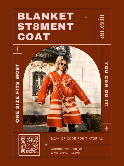 Sewing Patterns – AN_ERIN Blanket Coat Diy, Blanket Coat Pattern, Wrap Coat Pattern, Erin Robertson, Coat Sewing Pattern, Coat Sewing, Diy Sy, Blanket Jacket, Coat Pattern Sewing