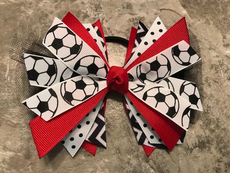 Hairbow Ideas, Soccer Hair Ribbons, Volleyball Hair Bows, Soccer Ribbon, Soccer Hair Bows, Volleyball Bows, Cheer Ribbon, Soccer Bow, Soccer Hair