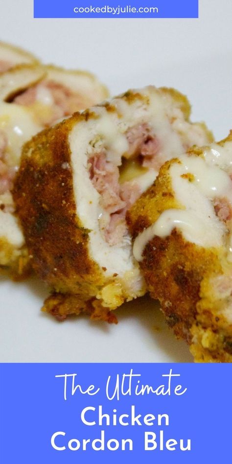 Chicken Cordon Bleu Easy Recipe, Chicken And Gouda Recipes, Homemade Cordon Bleu, Chicken Thigh Cordon Bleu, Cord On Blue Chicken, Chicken With Gouda Cheese Recipe, Creamy Chicken Cordon Bleu Casserole, Smoked Chicken Cordon Bleu, Chicken Cordon Blue Recipes