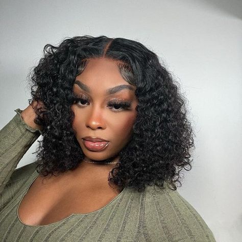 Closure Bob Wig, Lace Closure Bob, Braided Hairstyles For Black Women Cornrows, Curly Bob Wigs, Short Human Hair Wigs, Curly Lace Front Wigs, Deep Curly, Dope Hairstyles, Braided Hairstyles For Black Women