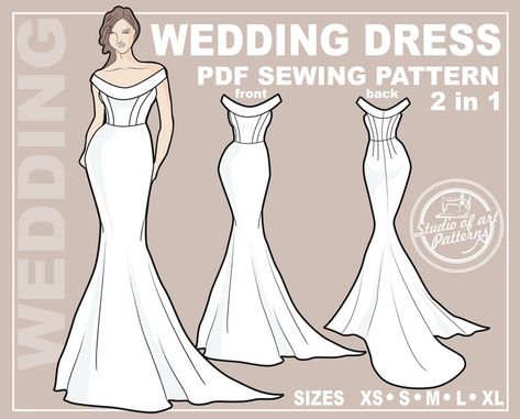 PATTERN WEDDING DRESS. Sewing Pattern. Digital Pack 5 Sizes. - Etsy Australia Wedding Dress Patterns Sewing, Dress Patterns Sewing, Wedding Dress Sewing Pattern, Pattern Wedding Dress, Wedding Dress Sewing, Wedding Dress Sewing Patterns, Pattern Wedding, Wedding Dress Patterns, No Image