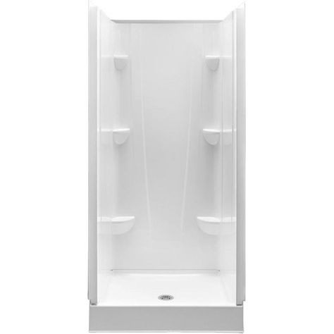 A2 White 4-Piece Alcove Shower Kit (Common: 36-in x 36-in; Actual: 36-in x 36-in) at Lowes.com Dreamline Shower, Shower Wall Kits, Shower Stalls, Fiberglass Shower, Shower Installation, Floor Bathroom, Shower Basket, Shower Units, Shower Kit