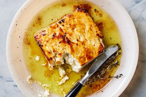 Baked Feta With Honey, Feta With Honey, Roasted Feta, Tomatoes Roasted, Thyme Honey, Baked Feta, Small Oven, Baked Brie, Nyt Cooking