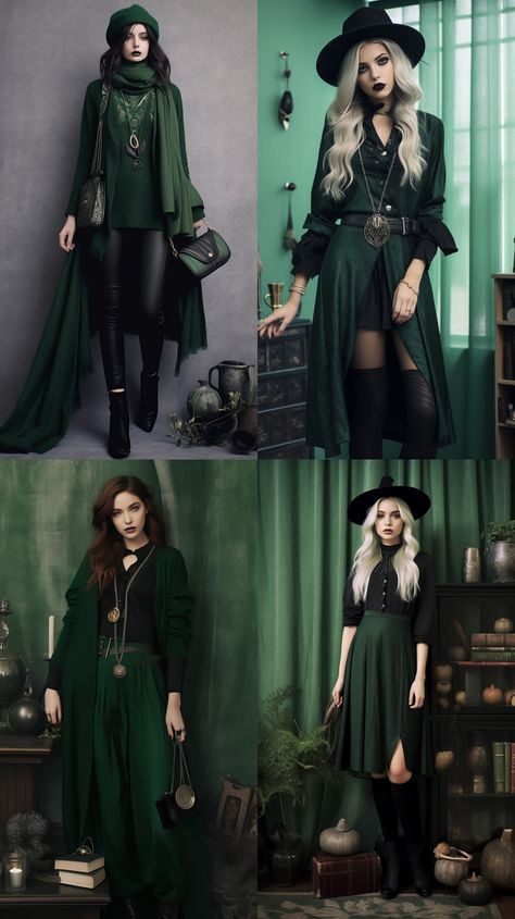 Witchy Elegant Outfits, Professional Witch Work Outfits, Witch Dress Modern, Autumn Witch Aesthetic Fashion, Christmas Witch Outfit, Witch Clothing Aesthetic Modern, Goth Boho Fashion, Witchy Look Outfit, Witch Fashion Modern