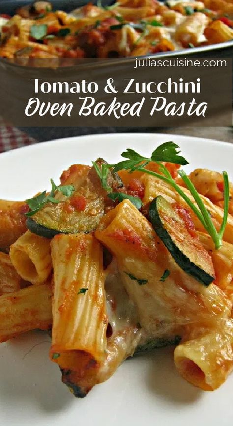 Pasta Bake With Zucchini, Rigatoni Zucchini Pasta, Zucchini Pasta Bake Recipes, Zucchini In Tomato Sauce Recipes, Baked Ziti With Zucchini, Pasta Zucchini Tomato, Zucchini Marinara Bake, Zucchini Pasta Recipes Red Sauce, Zucchini In Tomato Sauce