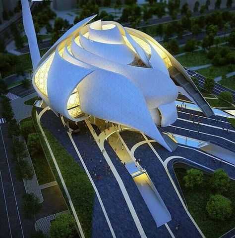 Beautiful White Rose Mosque ..Albania                                                                                                                                                                                 More Mosque Design, Future Buildings, Parametric Architecture, Mosque Architecture, Sacred Architecture, Beautiful Mosques, Organic Architecture, Unique Architecture, Futuristic Architecture