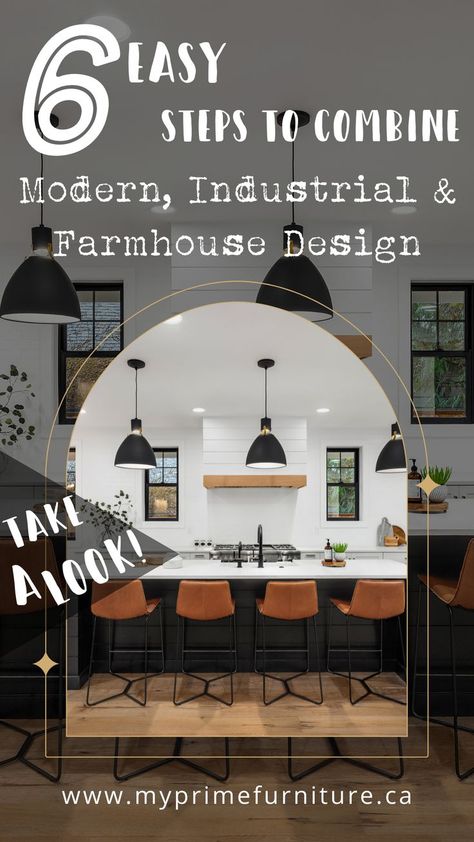 In this Blog I talk about 6 Ways how to combine 3 of the most popular Interior design. The design world is always taking new gamuts in aesthetics, and these days, homeowners are going crazy over the modern-industrial-farmhouse combo. So further, we’ll look at each of these styles individually, followed by how you can combine them together in a single space. #designinteriortips #industrialfarmhouse Sophisticated Industrial Interior Design, Bold Modern Farmhouse, Industrial Farmhouse Great Room, Clean Industrial Design, Modern Farmhouse Industrial Living Room, Industrial Farmhouse Style, Industrial Condo Interior Design, Industrial Farmhouse Fireplace, Industrial Country Decor