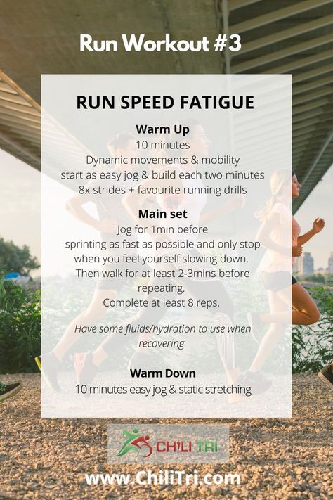 Run Workout: Speed Fatigue Get well warmed-up well and don't forget those drills! Jog for 1min before Sprinting as fast as possible and only stop when you feel yourself slowing down. Then walk for at least 2-3mins before repeating. Complete at least 8 reps. This is great if you are following the 80/20 protocol of training. This can be part of your high intensity 20%. Enjoy! Ideal for runners and triathletes. Looking for a training plan? click on the link. Workouts For Swimmers, Running Endurance, Triathlon Training Plan, Run Workout, Running Drills, Runners Workout, Anaerobic Exercise, Endurance Workout, Before Running