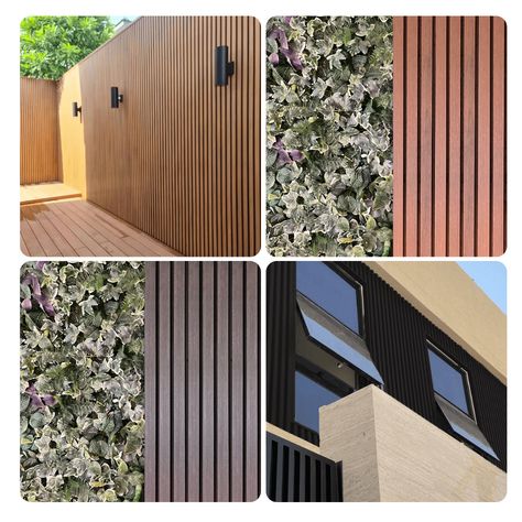 Slatted Composite Cladding Wall Panel - 2M (2 Packs) | Teak & Anthracite | NEW! Exterior castellation cladding features a new innovative four rib profile which is ideal for both residential and commercial projects. Available in 2 colours the outer shield gives the cladding unbeatable colour and texture along with a very high stain and uv resistance making it long lasting and ultra low maintenance. Cladding Wall Panel:2000mm (L) x 219mm (W) x 26mm (D) Cladding Corner Trim:        3000mm (L) Cladding Starter/End Trim: 3000mm (L) Brand NEW! Teak & Anthracite Grey Colours Available! Colour Matching Starter/End Trim and Corner Trims available! Easy to Install! Free Nationwide Delivery!!! Garden Wall Wood Cladding, Vinyl Cladding, Cladding Wall, Outdoor Wall Panels, Corner Trim, Composite Cladding, Fiber Cement Siding, Wood Cladding, Colour Matching