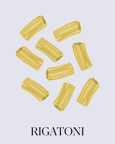 Our Illustrated Guide to Pasta Shapes, from Calamarata to Ziti Rigatoni Tattoo, Pasta Drawing Illustration, Pasta Illustration, Pasta Design, Rigatoni Noodles, Gemelli Pasta, Carrot Pasta, Creamy Tuna Pasta, Fun Pasta