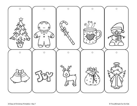 24 Days of Christmas Printables - Day 7: Personalize all gifts you give and color your own printable Christmas gift tags! 24 Days Of Christmas, Free Printable Christmas Gift Tags, Christmas Gift Tags Free, Kids Gift Tags, Christmas Gift Tags Diy, Merry Christmas Gift Tags, Xmas Tags, Christmas Tags Printable, Free Printable Gift Tags