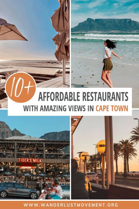 a blog post about affordable restaurants in cape town with a view Green Point Cape Town, Cape Town Bucket List, Cape Town Restaurants, Cape Town South Africa Travel, Cape Town Food, Cape Town Travel Guide, Cape Town Itinerary, South Africa Travel Guide, Africa Itinerary