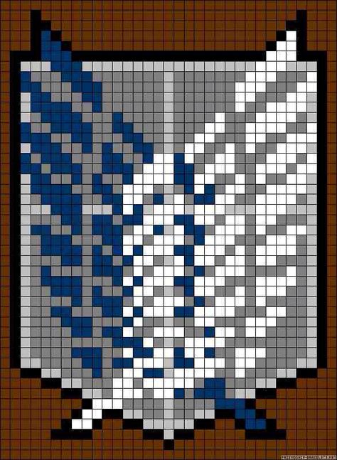 Attack on titan survey corps embroidery cross stitch pattern Pixel Art Animals, Modele Pixel Art, Piskel Art, Easy Pixel Art, Pixel Art Templates, Perler Art, Survey Corps, Pixel Drawing, Pixel Crochet