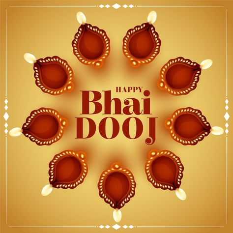 Happy bhai dooj greeting card | Free Vector #Freepik #freevector #tilak #bhaiya-dooj #bhai-dooj #bhai Bhai Duj Images, Puja Background, Diwali Puja, Happy Bhai Dooj, Career Counselling, Bhai Dooj, Happy Diwali Images, Brother And Sister Love, Diwali Images