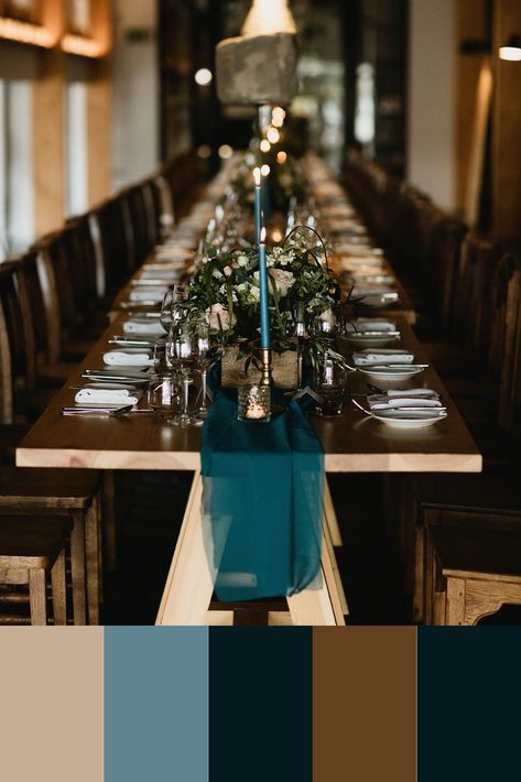 Teal Copper Wedding, Deep Teal Wedding, Teal Wedding Colors Schemes, Teal And Copper Wedding, Lindores Abbey, Copper Wedding Details, Dark Teal Wedding, Wonderland Festival, Teal Wedding Theme