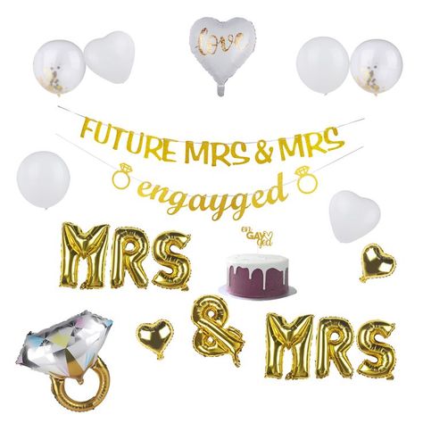 Lesbian Engagement Party Decoration Bundle Lesbian Engagement Party Ideas, Lesbian Engagement Party, Bachelorette Party Decorations Balloons, Gold White Balloons, Lesbian Bachelorette Party, Lesbian Engagement, Engagement Decoration, Wedding Shower Decorations, Party Supply Store