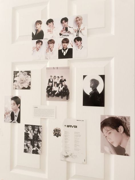 Kpop Door Decor, Straykids Room Decor, Skz Room Ideas, Stray Kids Room Decor, Room Makeover Aesthetic, Collage Room Decor, Kpop Bedroom, Door Collage, Makeover Aesthetic