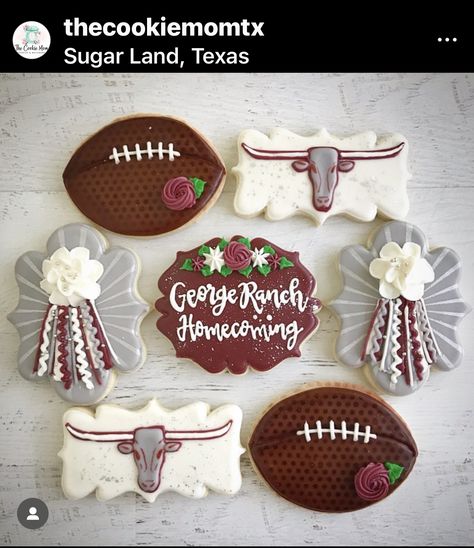 Homecoming Cookies, Decorated Cookies, Cookie Decorating, Homecoming, Sugar Cookie