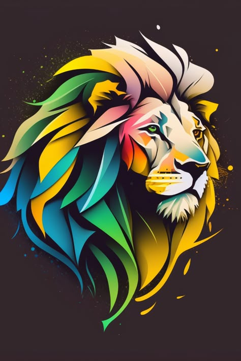 Red Lion Logo, Graphic Painting Ideas, Colorful Lion Art, Colorful Lion Painting, Lion Logo Design, Lion Live Wallpaper, Abstract Lion, Attractive Wallpapers, Lion Artwork