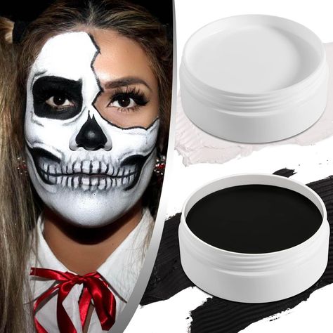 Black & White Face Body Paint Makeup Kit Professional Paint Palette Kit for Theatre Halloween Party Cosplay Clown SFX Clown Sfx Makeup, Face Paint Set, Make Up Kits, Black Face Paint, Black And White Makeup, White Face Paint, Face Paint Kit, Non Toxic Makeup, Black And White Face