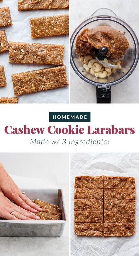 With just 3 simple ingredients you can make these Copycat Cashew Cookie Larabars that are grain-free, refined-sugar-free, vegan, and kid-friendly! Lara Bars Recipe, Cashew Recipes, Fit Foodie Finds, Date Bars, Dairy Free Snacks, Meal Prep Snacks, Fit Foodie, Sweet Snacks Recipes, Copycat Recipe