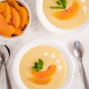 Chilled Peach Soup, Peach Soup Chilled, Cold Peach Soup, Chilled Peach Soup Recipe, Peach Soup Recipe, Peach Soup, Peaches And Cream Dessert, Chilled Soups, Chilled Soup Recipes