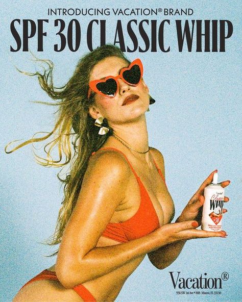 Vacation Sunscreen Branding, Vacation Sunscreen Aesthetic, Vintage Sunscreen Ads, Whip Sunscreen, Sunscreen Branding, Swim Branding, 80s Vacation, Sunscreen Aesthetic, Vacation Sunscreen