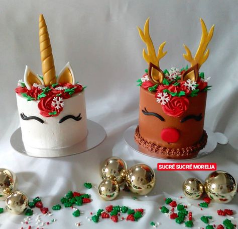 Christmas Unicorn Cake, Christmas Unicorn, Icing Tips, Xmas Cake, Christmas Sweets, Bake Sale, Unicorn Cake, Christmas Cake, Winter Theme