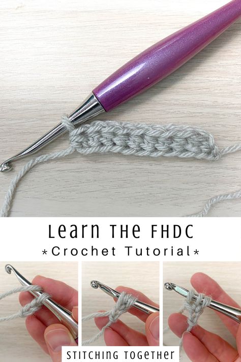 Fhdc Crochet Stitch, How To Cast On Crochet, Crochet Foundation Double Crochet, Hdc Foundation Chain, Half Double Crochet Foundation Chain, How To Start A Crochet Chain, Hdc Crochet Tutorial, How To Start Crocheting, Foundation Chain Crochet