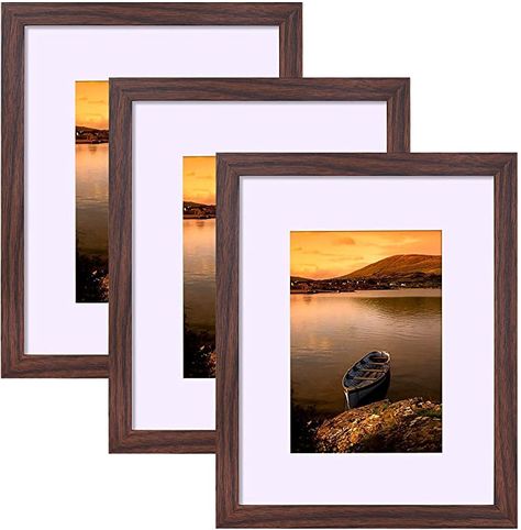 Amazon.com - 8x10 Set of 3 Dark Brown Wood Photo Frame Set with Real Glass Wall Gallery Picture Frames for Wall or Tabletop Display for Living Room Home Decor - Gallery Picture Frames, Picture Frame Black, Brown Photo, Picture Frame Gallery, Christmas Gift Set, 8x10 Picture Frames, Wood Photo Frame, Wood Photo, Tabletop Display