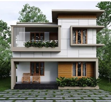 2bhk Elevation Design, Front Elevation Designs Modern G+1, G+1 House Elevation Indian, Apaneca, Indian House Exterior Design, Residence Design, Farmhouse Architecture, House Outer Design, House Balcony Design