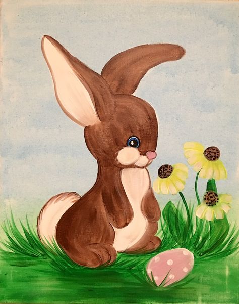 Thumbnail Image 1 Simple Animal Paintings, Easter Acrylic Painting, Easter Canvas Painting, Easter Canvas, Easter Paintings, Christmas Paintings On Canvas, Bunny Painting, Rabbit Painting, Simple Canvas Paintings